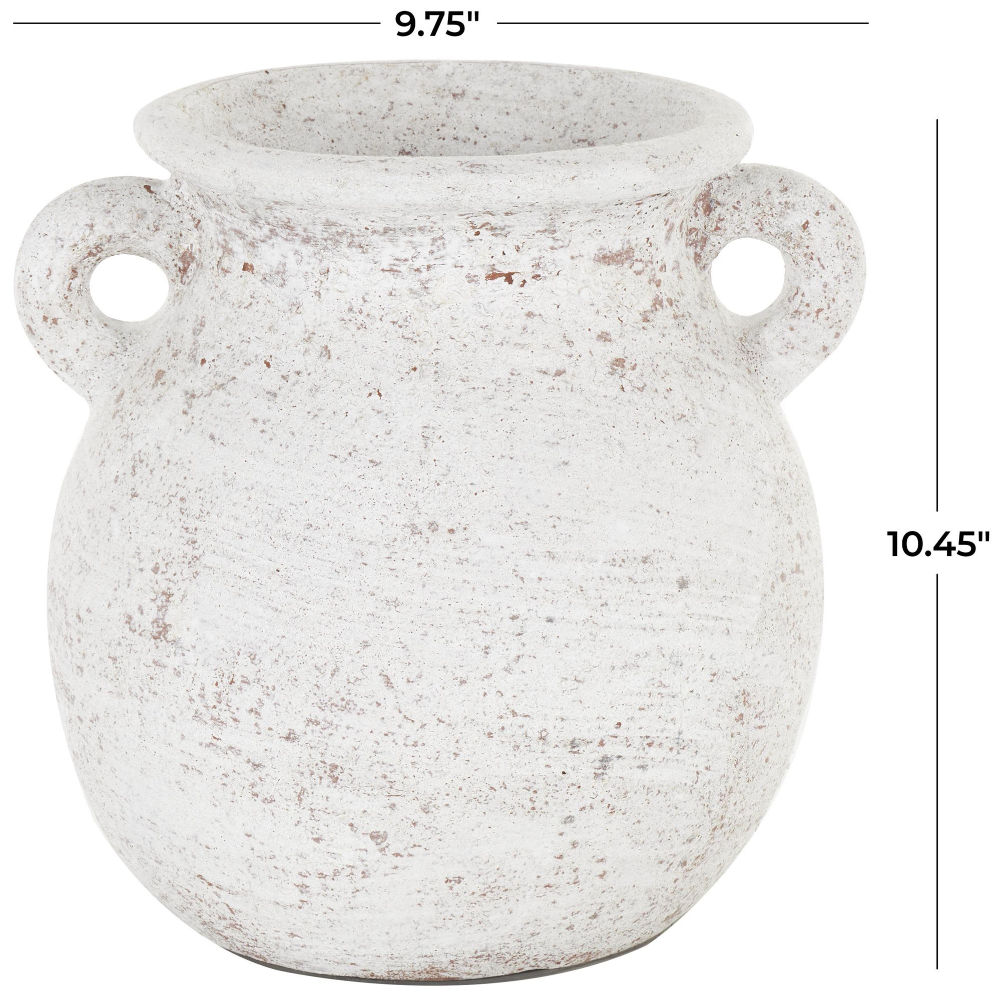 Image 7 Cream Ceramic Farmhouse Vase, 10" x 10" x 10" more views