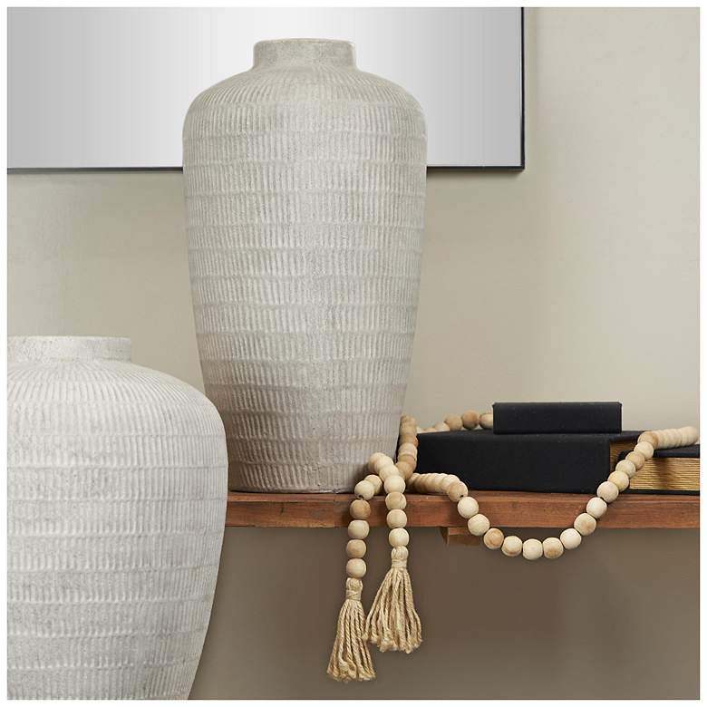 Image 1 Cream Ceramic Modern Vase, 12" x 12" x 23"