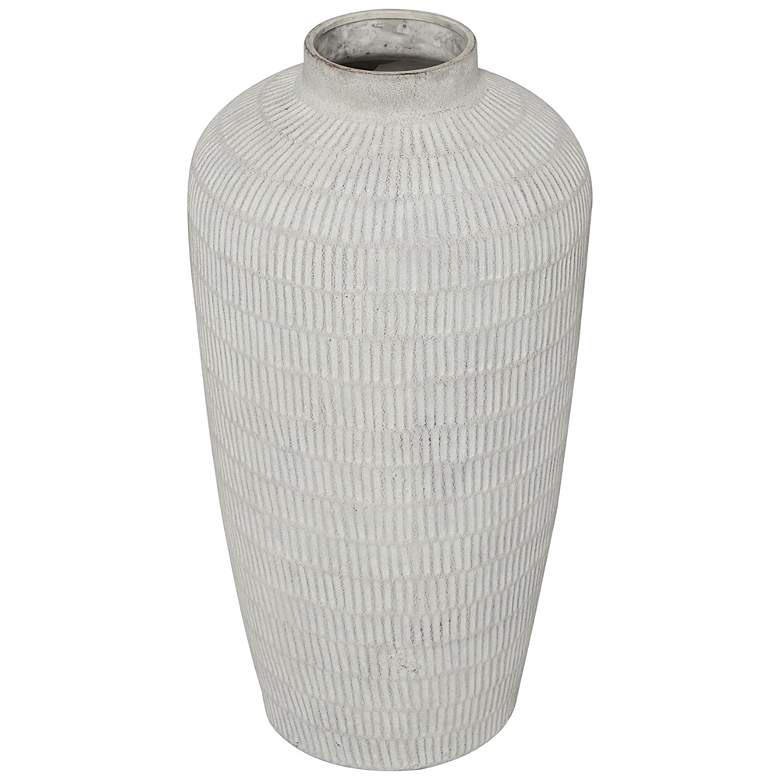 Image 4 Cream Ceramic Modern Vase, 12" x 12" x 23" more views