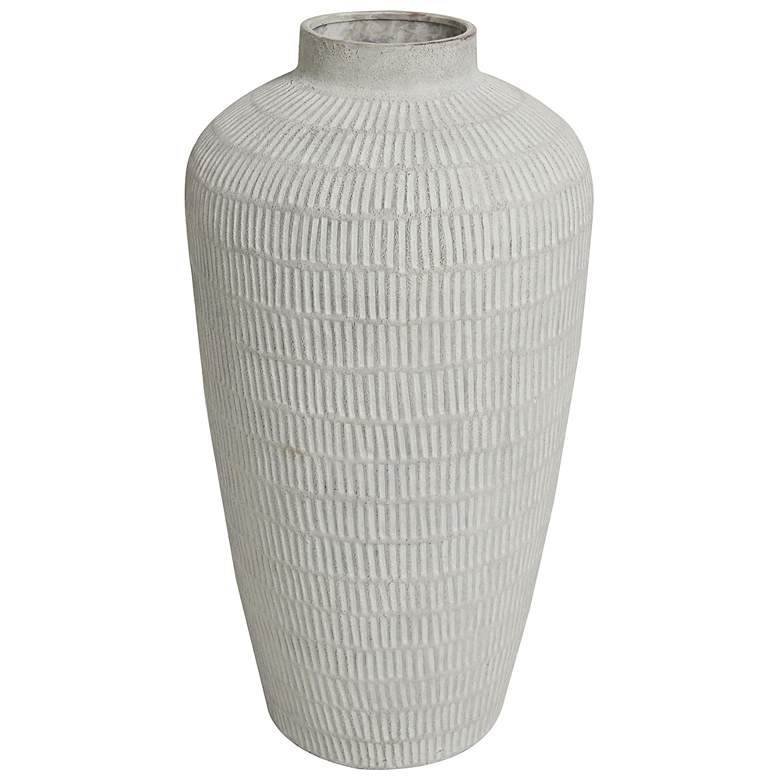 Image 5 Cream Ceramic Modern Vase, 12" x 12" x 23" more views