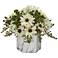 Cream Daisy 10" High Faux Flowers in Marble Vase