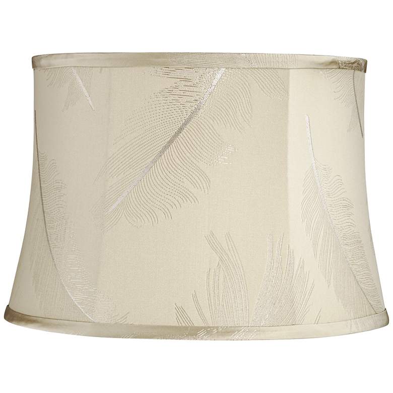 Image 1 Cream Embroidered Feather Drum Lamp Shade 14x16x11 (Spider)