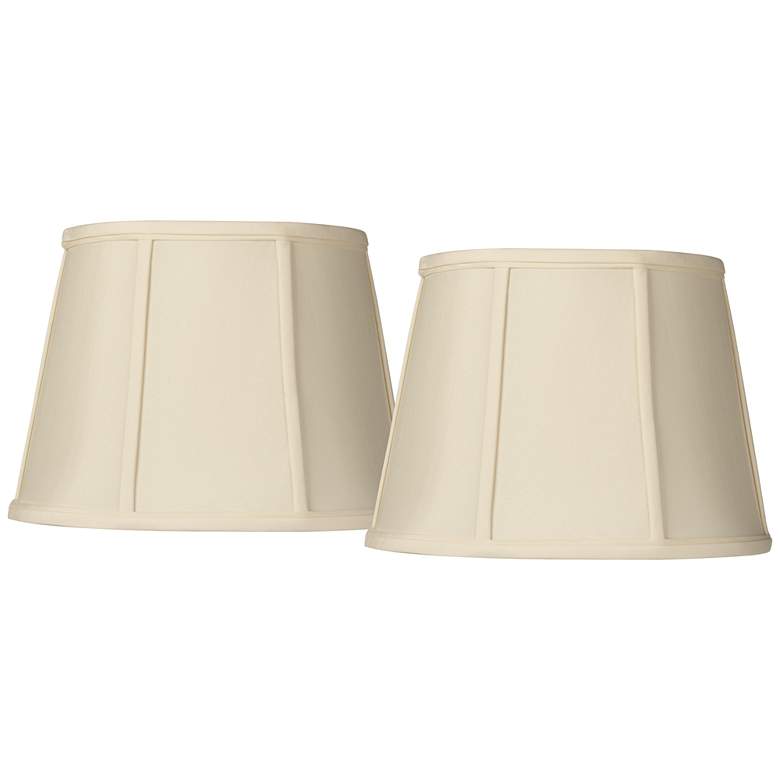 Image 1 Cream Fabric Set of 2 Oval Lamp Shades 9x12x9" (Spider)