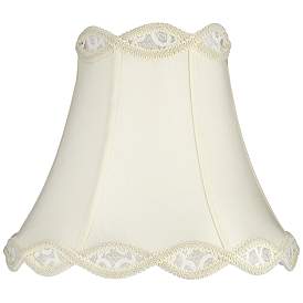 Image2 of Cream Fabric Set of 2 Scallop Lamp Shades 7x14x12.5 (Spider) more views