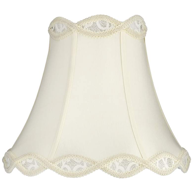 Image 2 Cream Fabric Set of 2 Scallop Lamp Shades 7x14x12.5 (Spider) more views