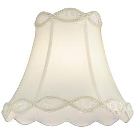 Image3 of Cream Fabric Set of 2 Scallop Lamp Shades 7x14x12.5 (Spider) more views