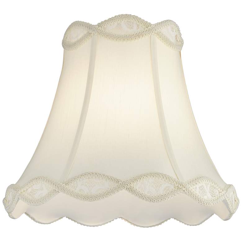 Image 3 Cream Fabric Set of 2 Scallop Lamp Shades 7x14x12.5 (Spider) more views