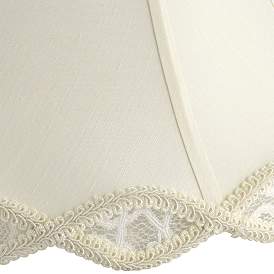 Image5 of Cream Fabric Set of 2 Scallop Lamp Shades 7x14x12.5 (Spider) more views