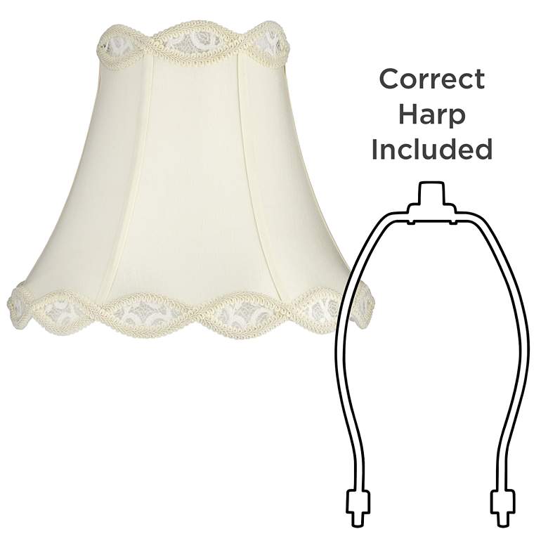 Image 6 Cream Fabric Set of 2 Scallop Lamp Shades 7x14x12.5 (Spider) more views