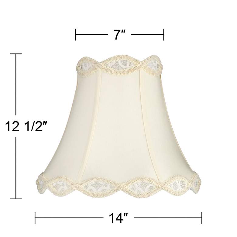 Image 7 Cream Fabric Set of 2 Scallop Lamp Shades 7x14x12.5 (Spider) more views