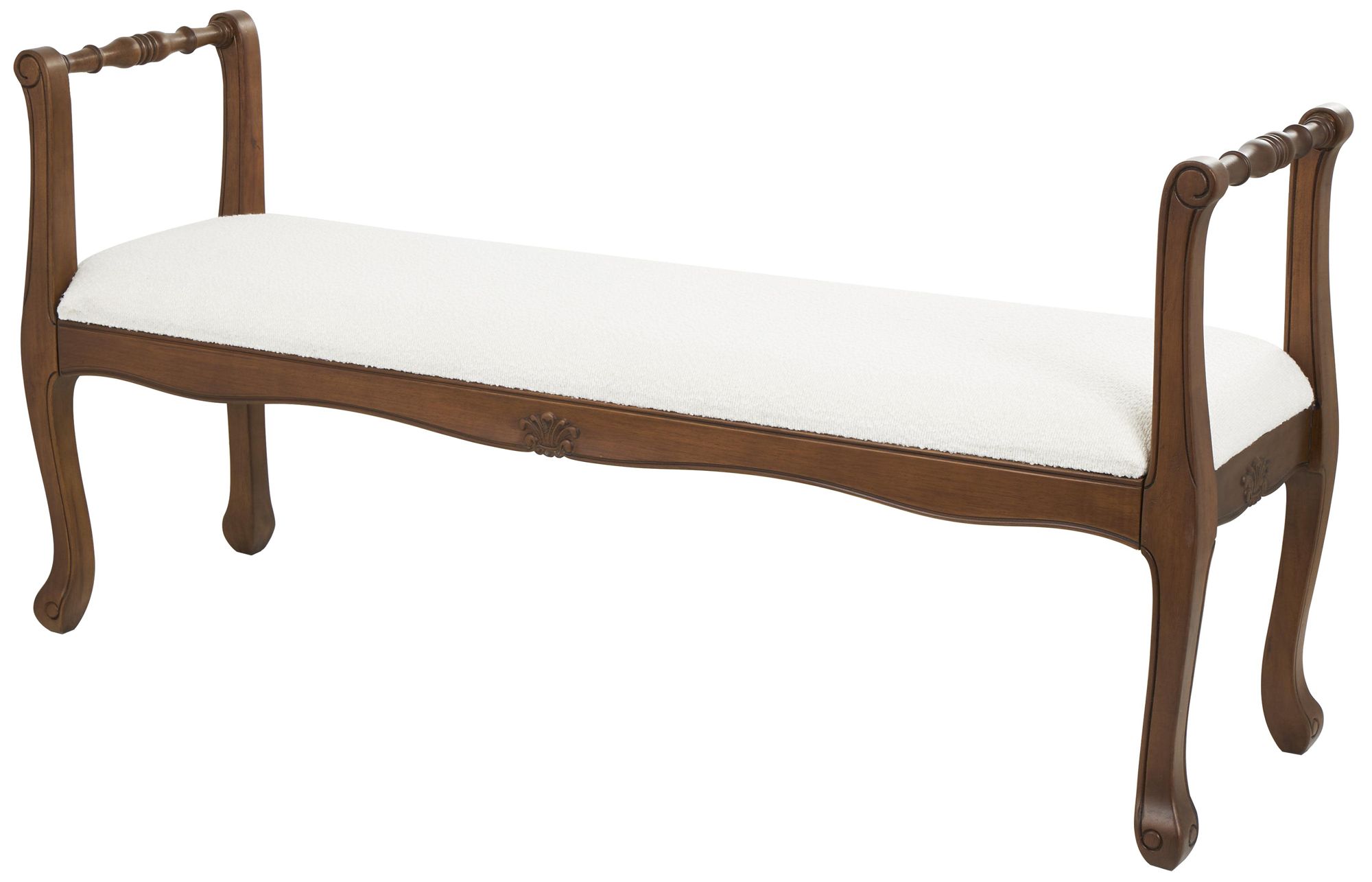 Image 5 Cream Fabric Traditional Bench, 55" x 16" x 27" more views