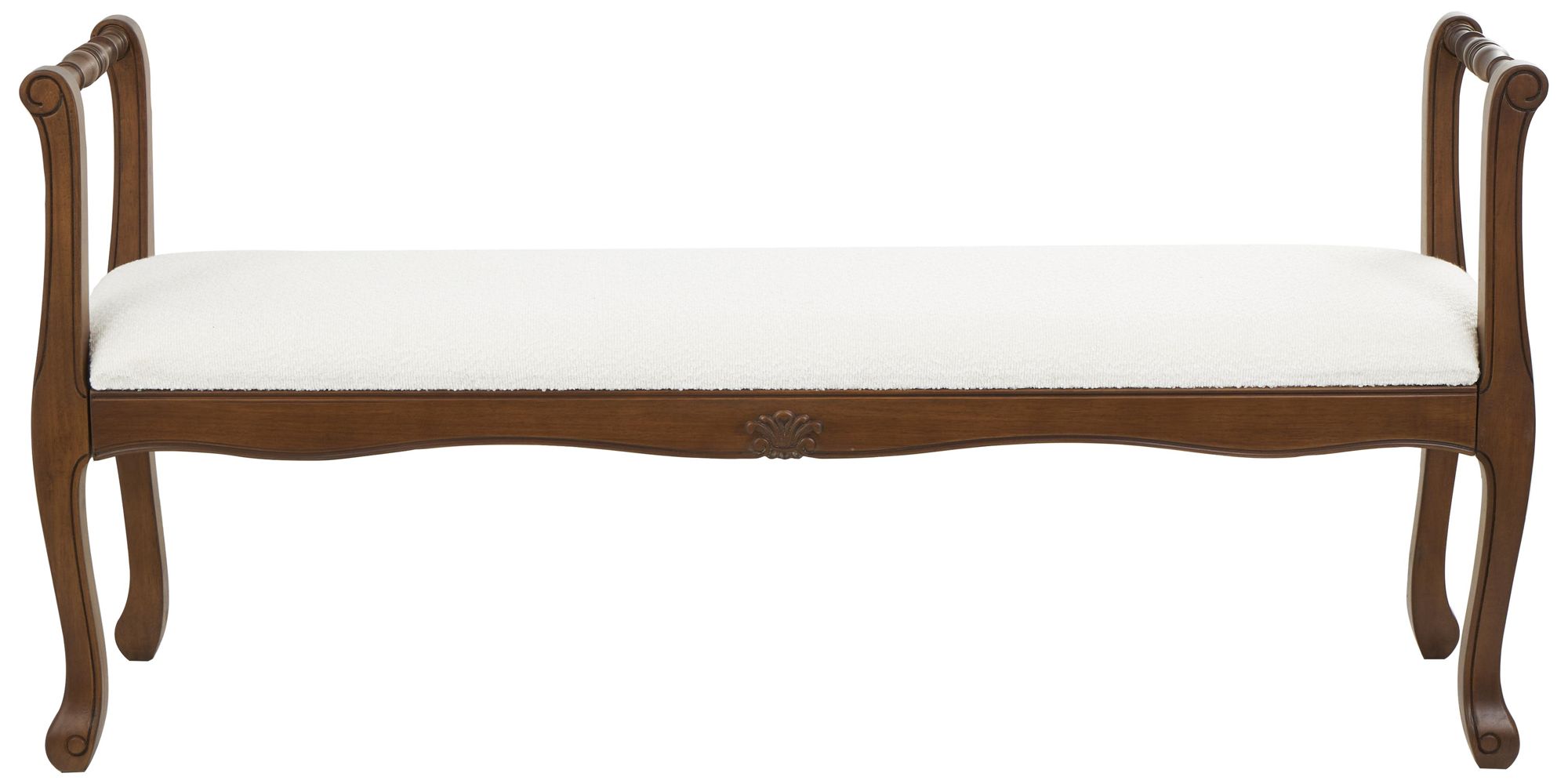 Image 6 Cream Fabric Traditional Bench, 55" x 16" x 27" more views