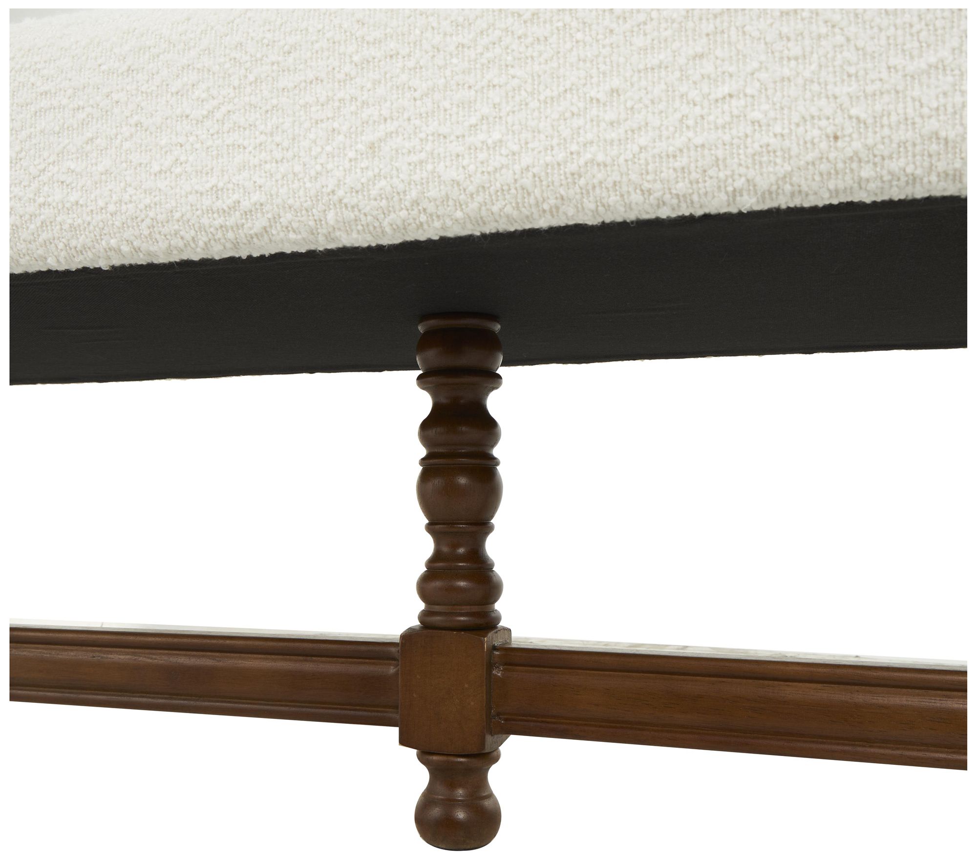 Image 2 Cream Fabric Traditional Bench, 59" x 16" x 17" more views
