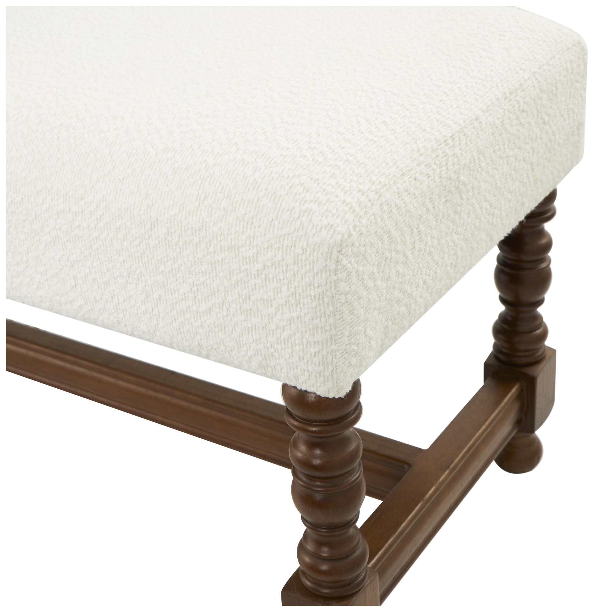 Image 3 Cream Fabric Traditional Bench, 59" x 16" x 17" more views