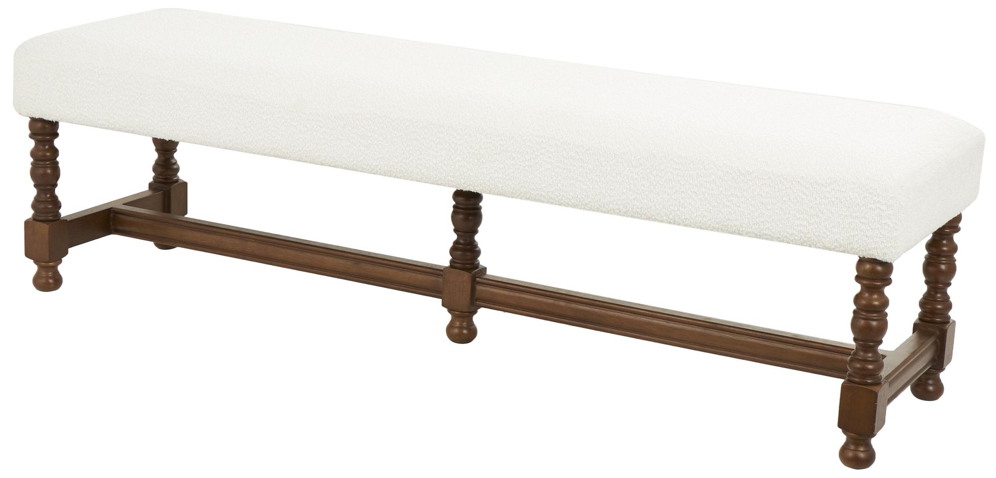 Image 5 Cream Fabric Traditional Bench, 59" x 16" x 17" more views