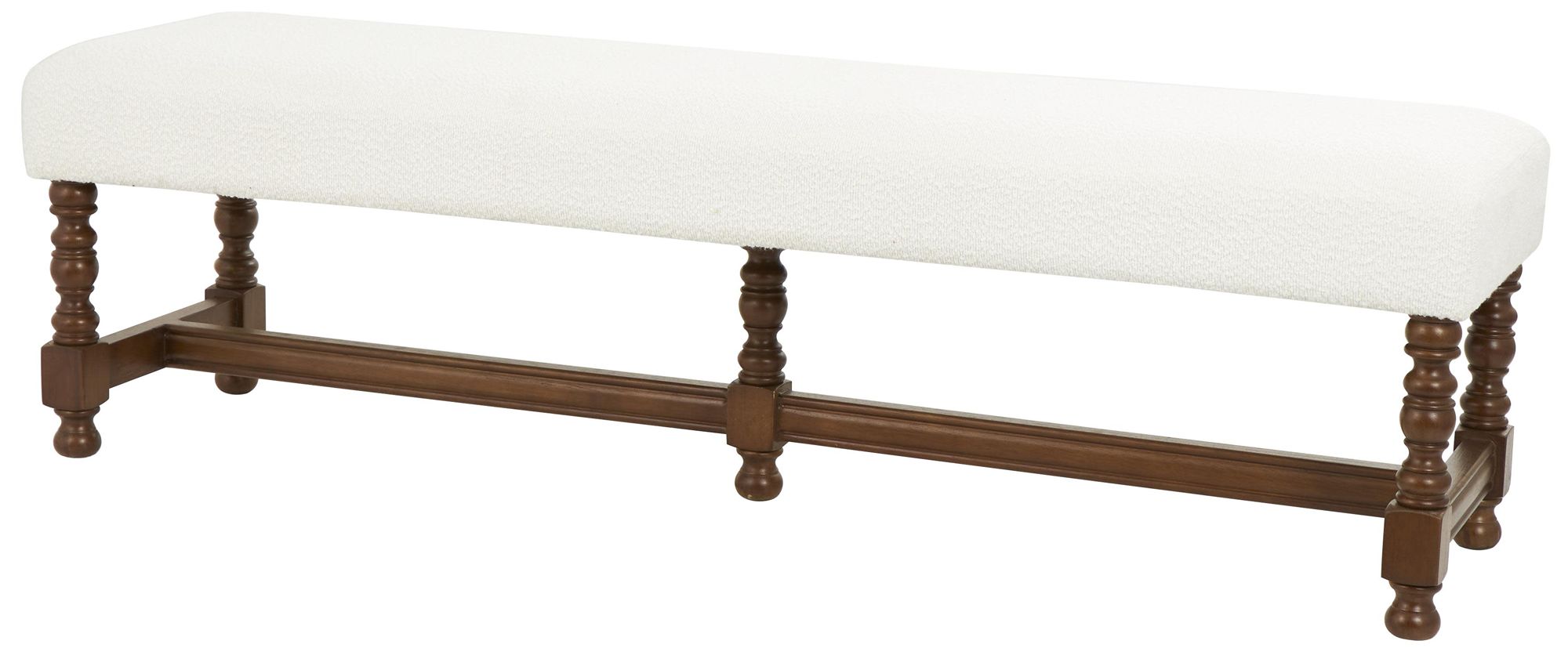 Image 6 Cream Fabric Traditional Bench, 59" x 16" x 17" more views