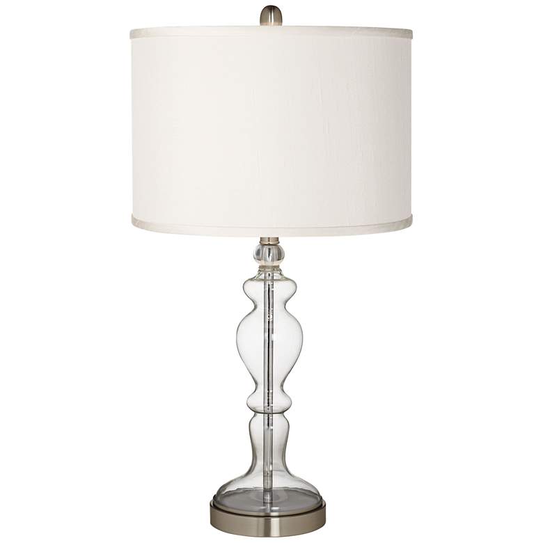 Cream Faux Silk Apothecary Clear Glass Table Lamp