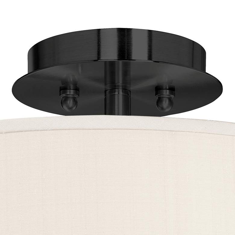 Image 2 Cream Faux Silk Black 14 inch Wide Ceiling Light more views