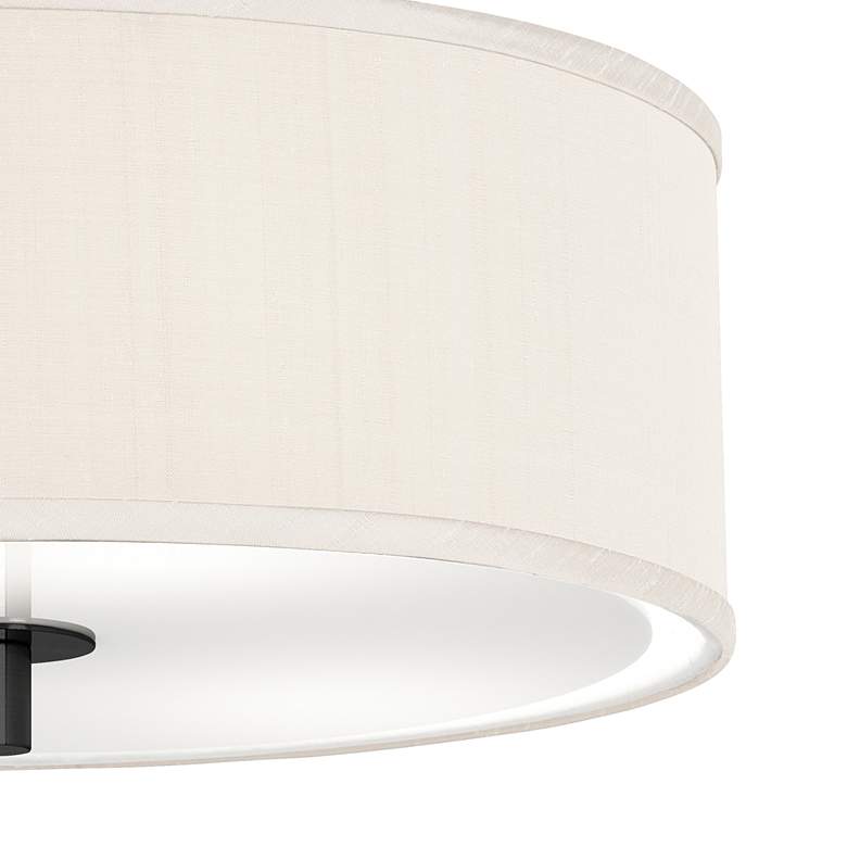 Image 3 Cream Faux Silk Black 14 inch Wide Ceiling Light more views
