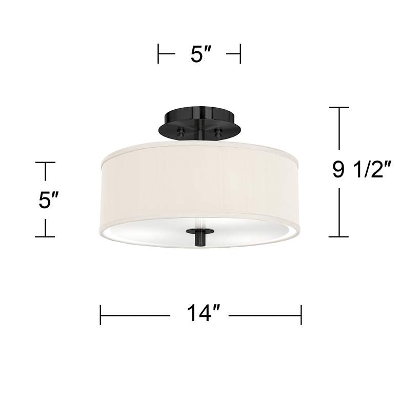 Image 4 Cream Faux Silk Black 14 inch Wide Ceiling Light more views