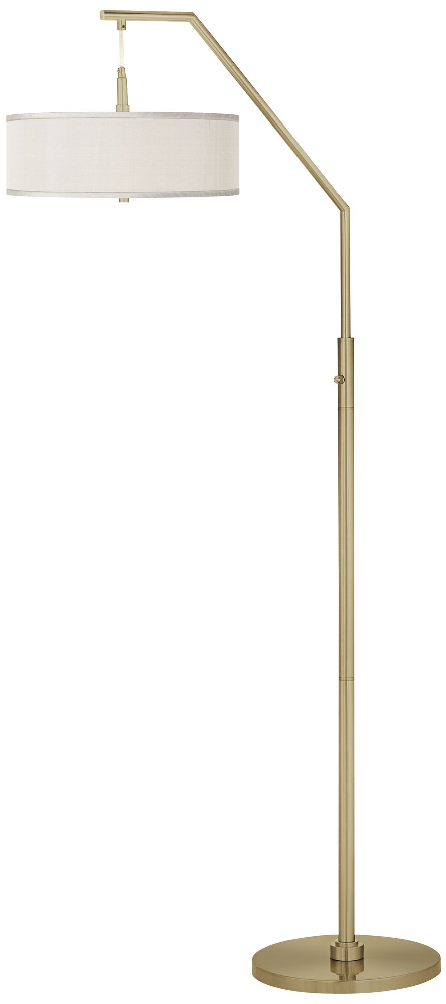 Cream Faux Silk Giclee Warm Gold Arc Floor Lamp