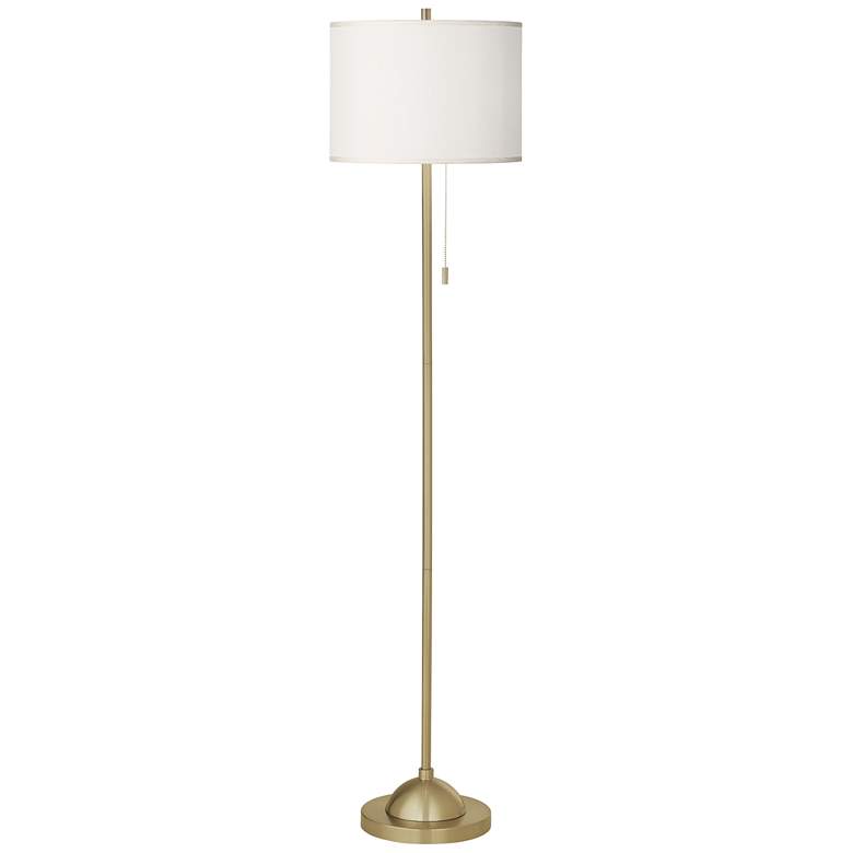 Image 2 Cream Faux Silk Giclee Warm Gold Stick Floor Lamp