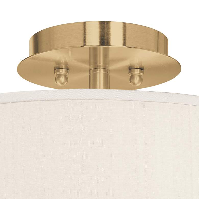 Image 2 Cream Faux Silk Gold 14" Wide Ceiling Light more views