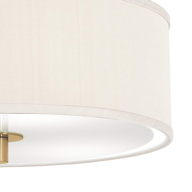 Image 3 Cream Faux Silk Gold 14 inch Wide Ceiling Light more views