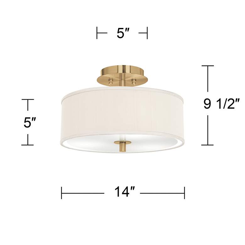 Image 4 Cream Faux Silk Gold 14" Wide Ceiling Light more views