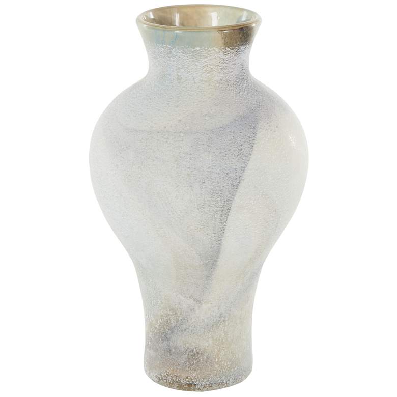 Image 1 Cream Glass Contemporary Vase, 7" x 7" x 12"