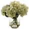 Cream Hydrangeas 17 1/2"H Faux Flowers in Glass Vase