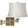 Cream Leaves Shade Antique Brass Plug-In Swing Arm Wall Lamp