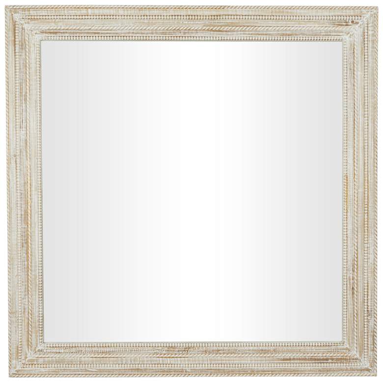 Image 1 Cream Mango Wood Bohemian Wall Mirror, 44" x 1" x 44"
