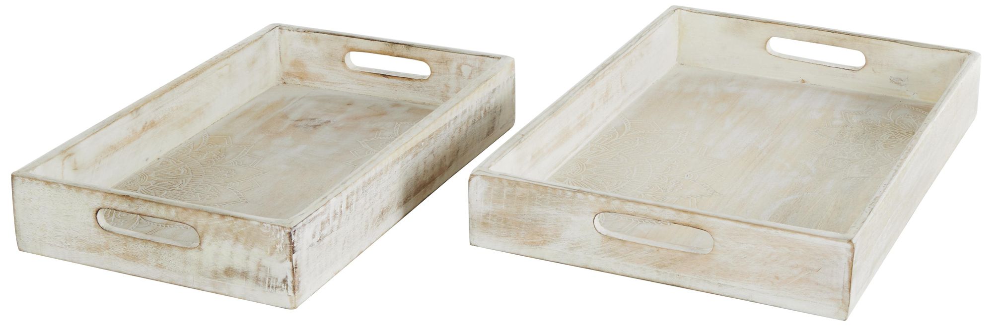 Image 2 Cream Mango Wood Traditional Tray, S/2 1