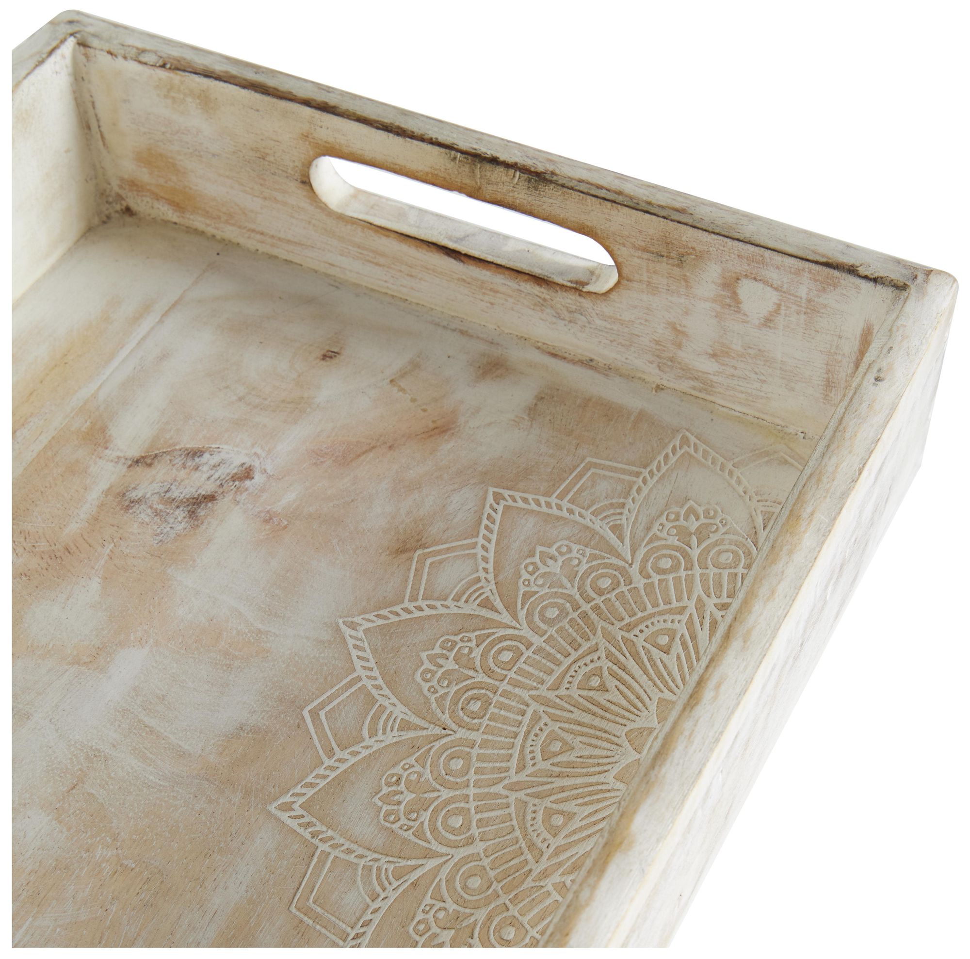 Image 3 Cream Mango Wood Traditional Tray, S/2 1 more views