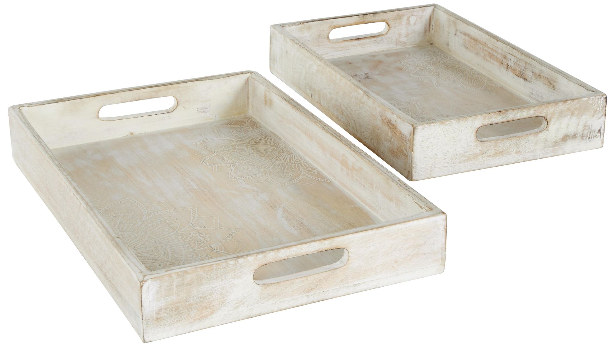 Image 5 Cream Mango Wood Traditional Tray, S/2 1 more views