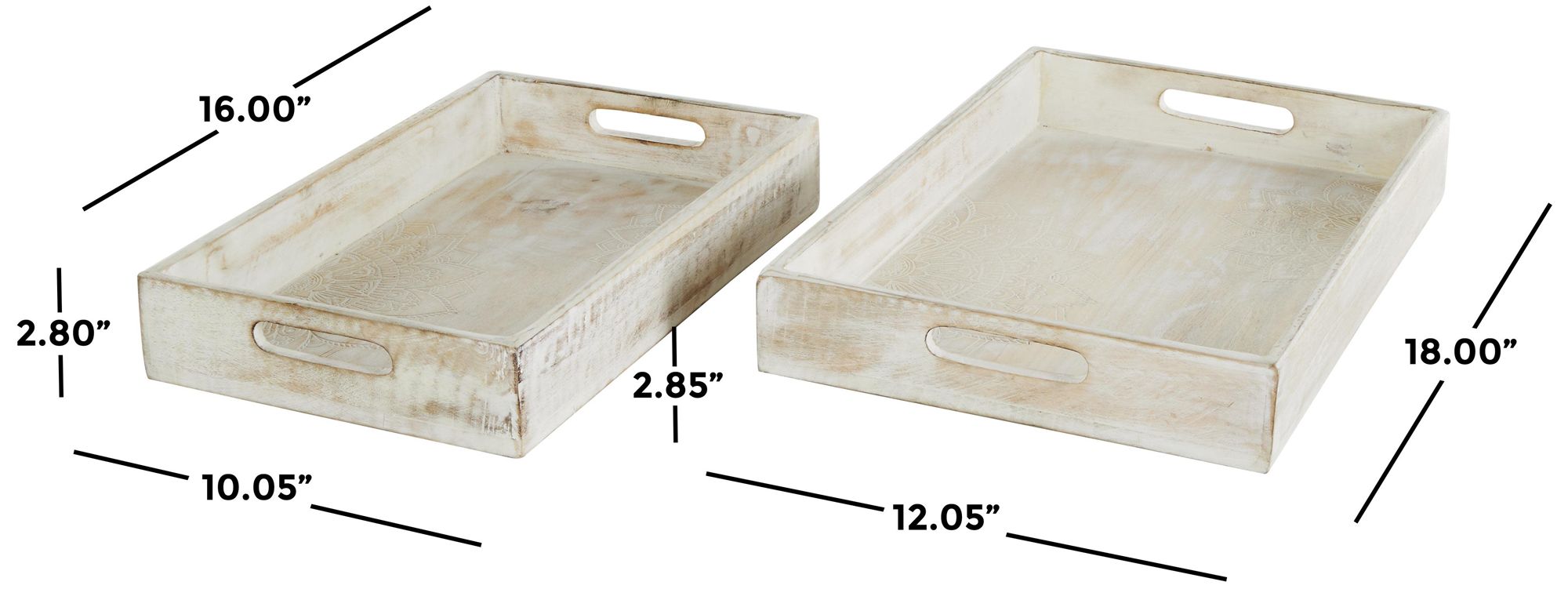 Image 7 Cream Mango Wood Traditional Tray, S/2 1 more views