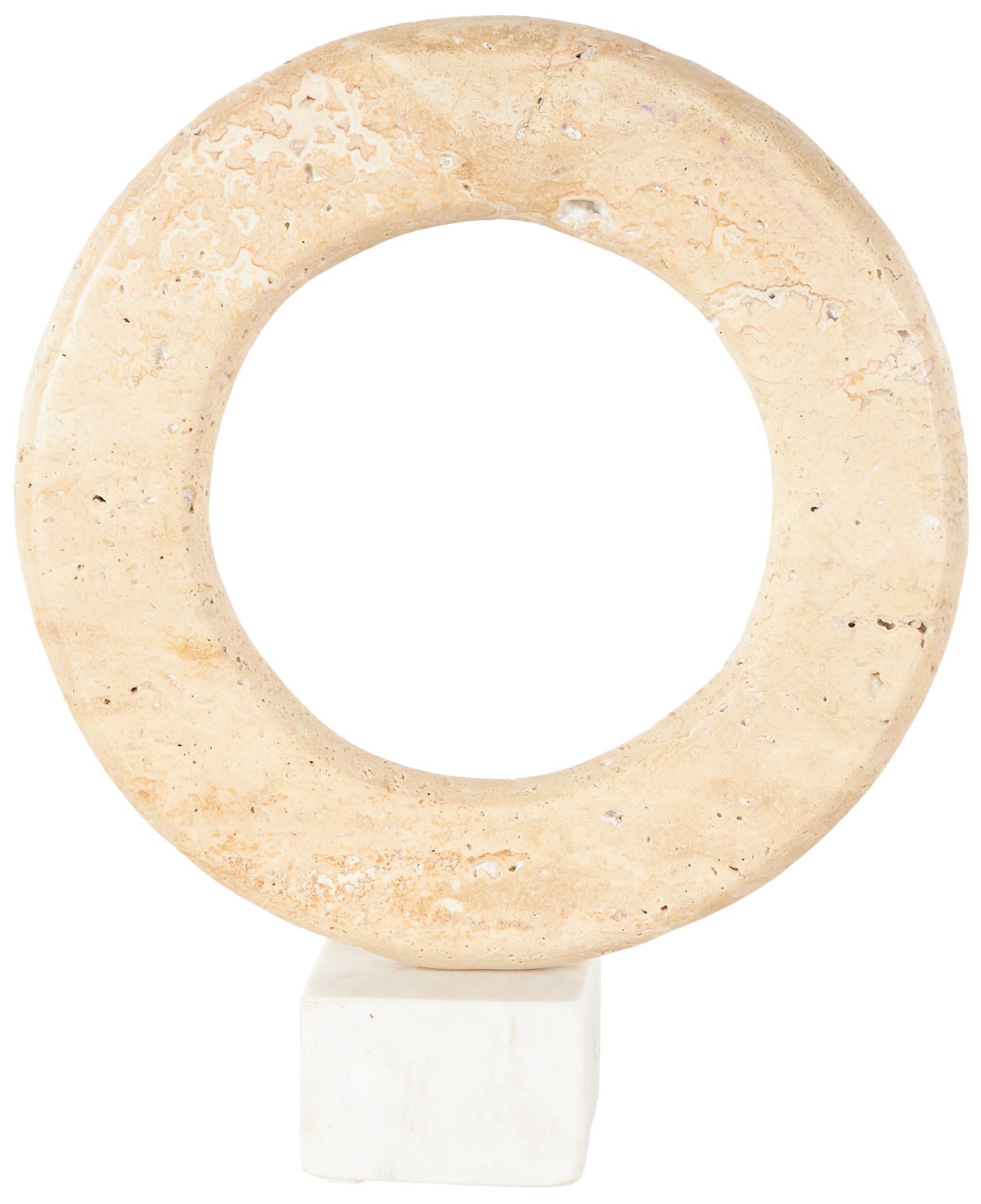 Image 6 Cream Marble Modern Sculpture, 10" x 3" x 12" more views