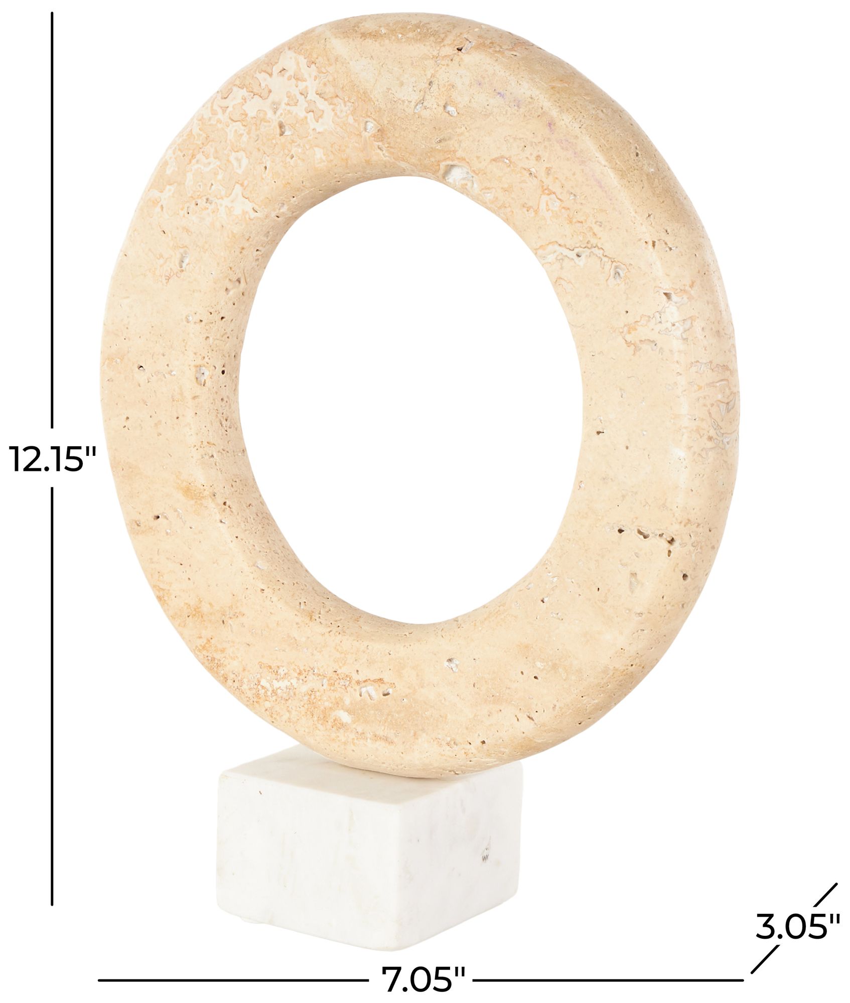 Image 7 Cream Marble Modern Sculpture, 10" x 3" x 12" more views