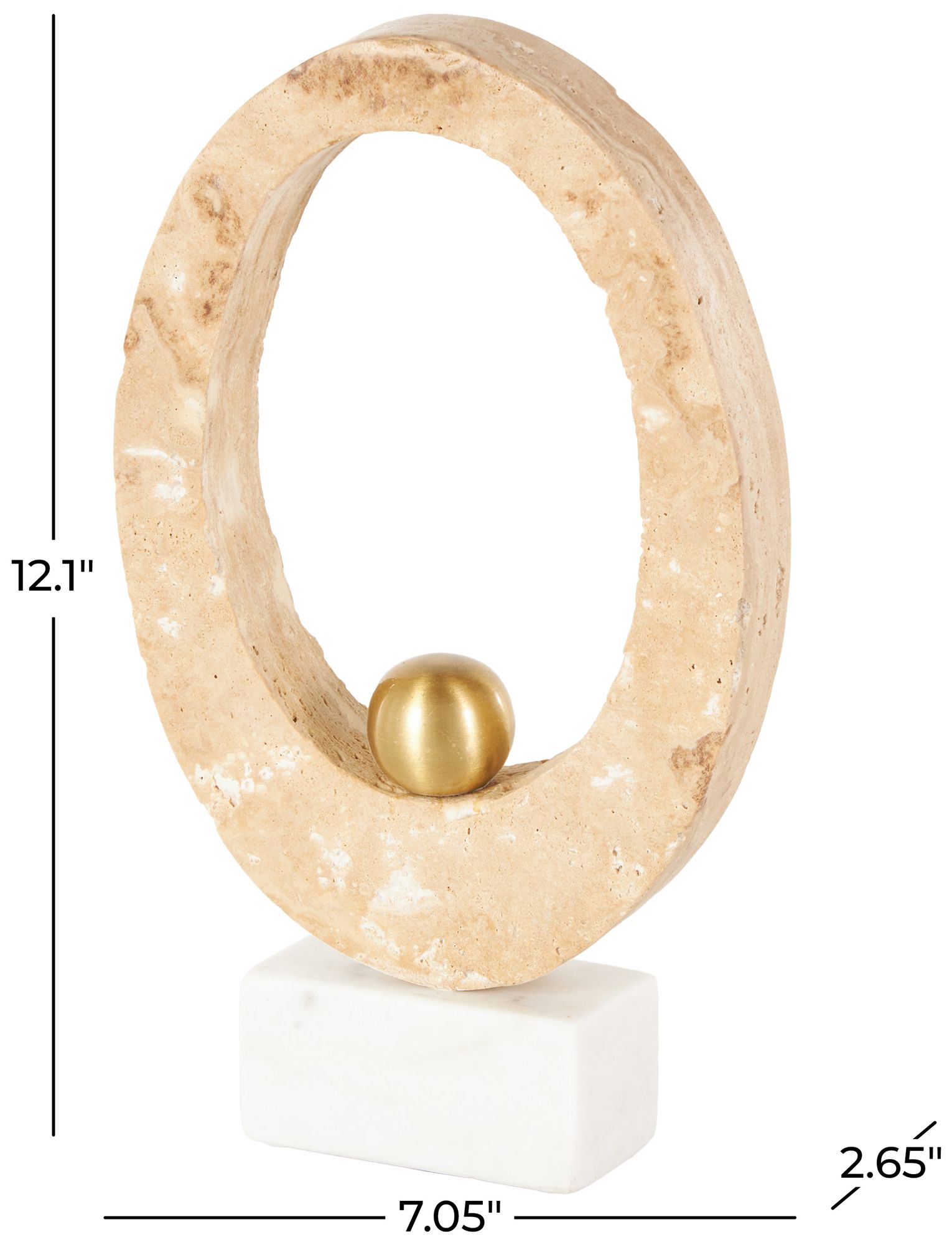 Image 7 Cream Marble Modern Sculpture, 7" x 3" x 12" more views