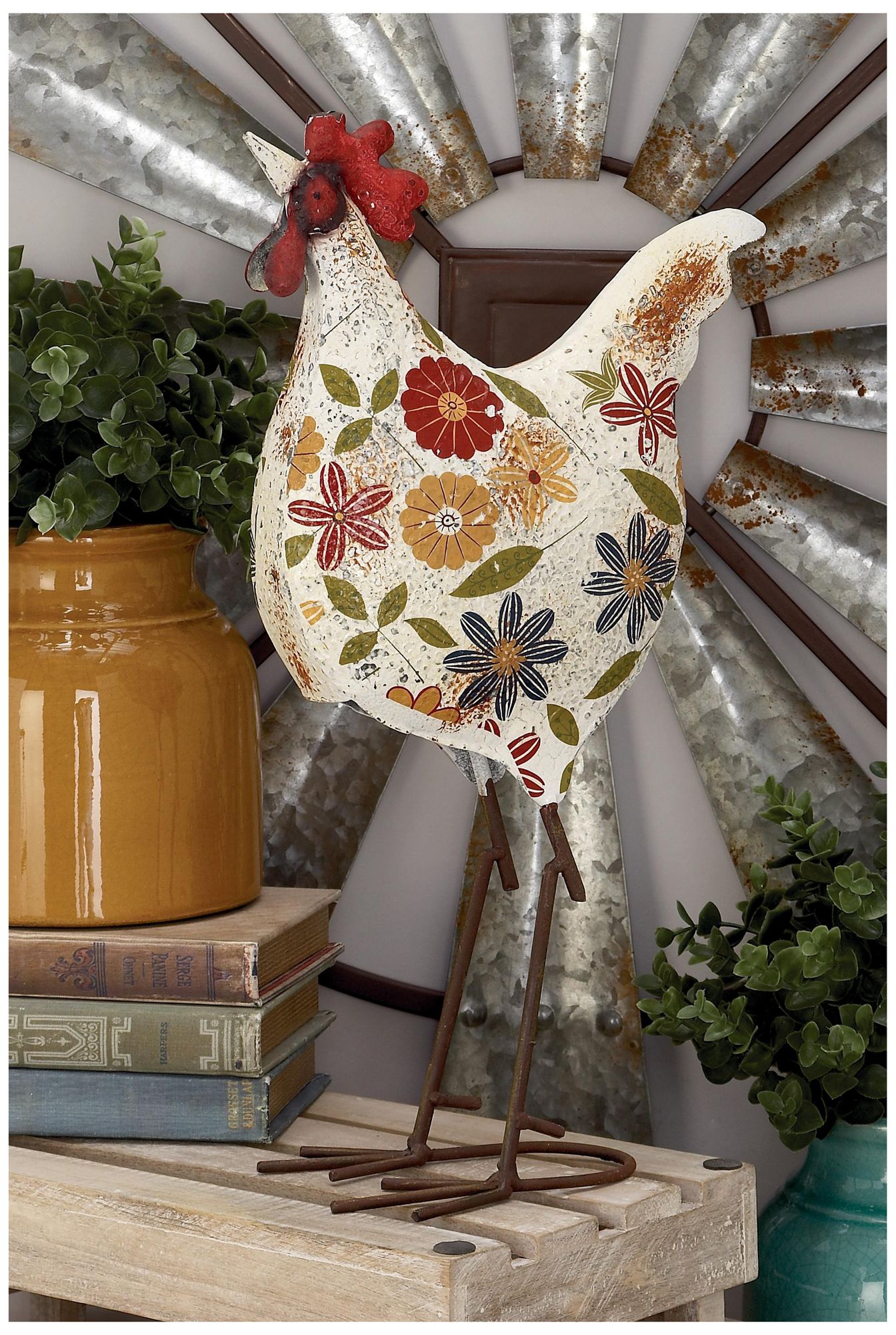 Image 4 Cream Metal Eclectic Garden Sculpture, 10" x 5" x 17" more views