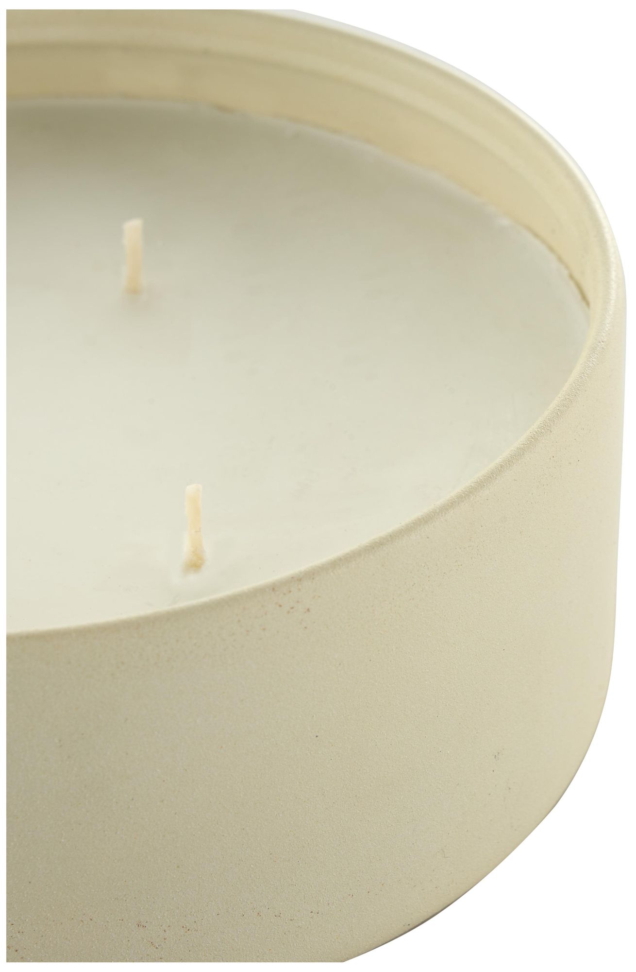 Image 3 Cream Metal Modern Candle, 6" x 6" x 3" more views