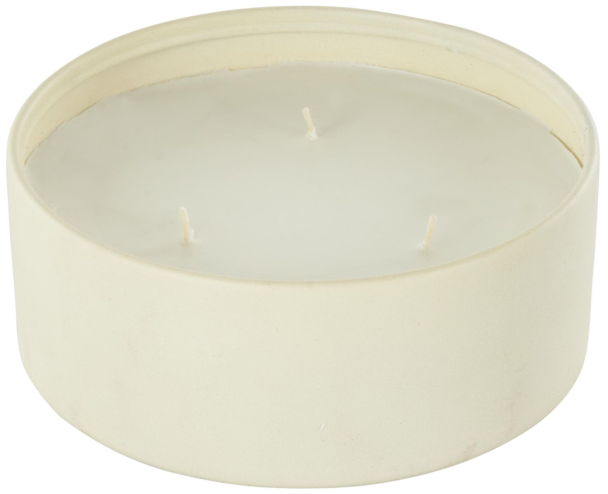Image 5 Cream Metal Modern Candle, 6" x 6" x 3" more views