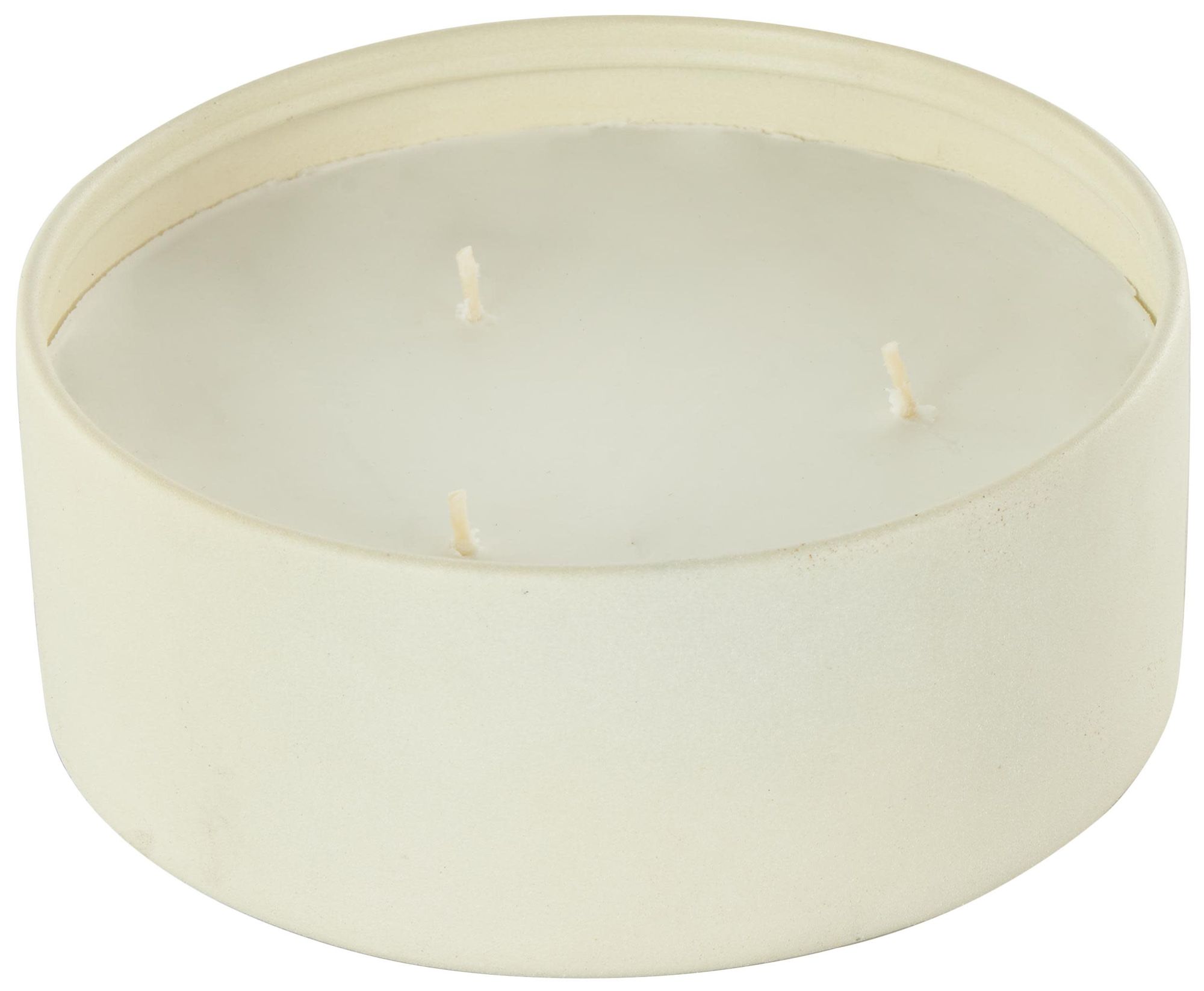 Image 6 Cream Metal Modern Candle, 6" x 6" x 3" more views