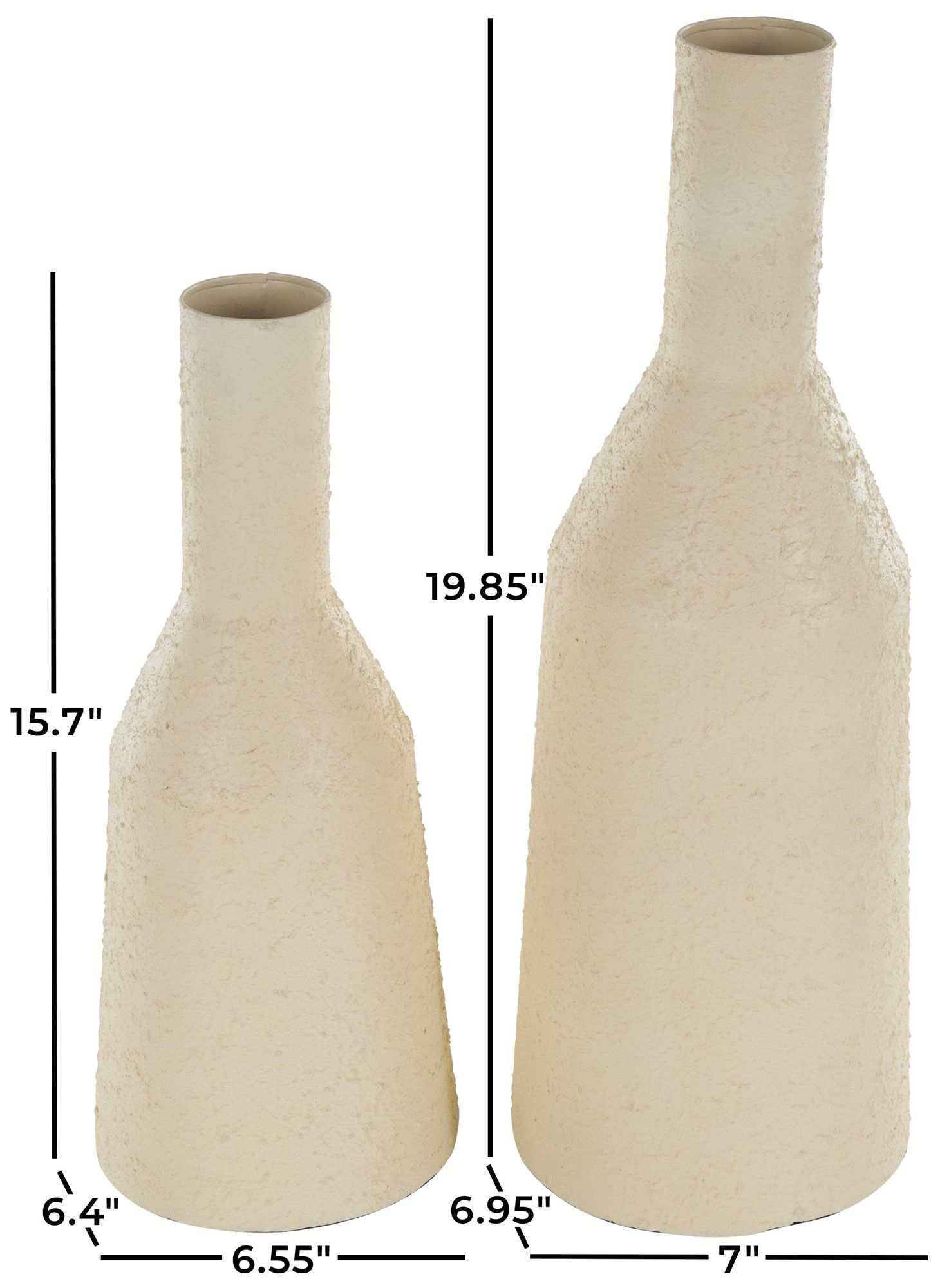 Image 7 Cream Metal Modern Vase, S/2 20", 16"H more views