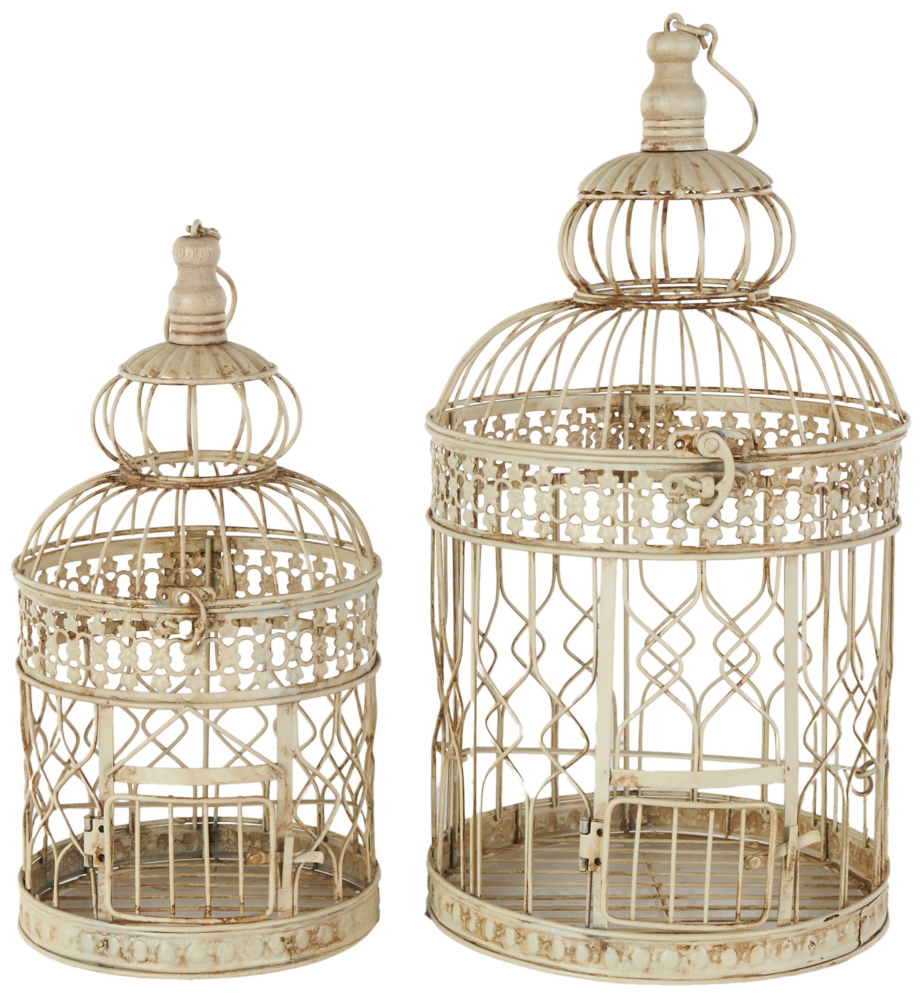 Image 2 Cream Metal Vintage Birdcage, S/2 22", 18"H