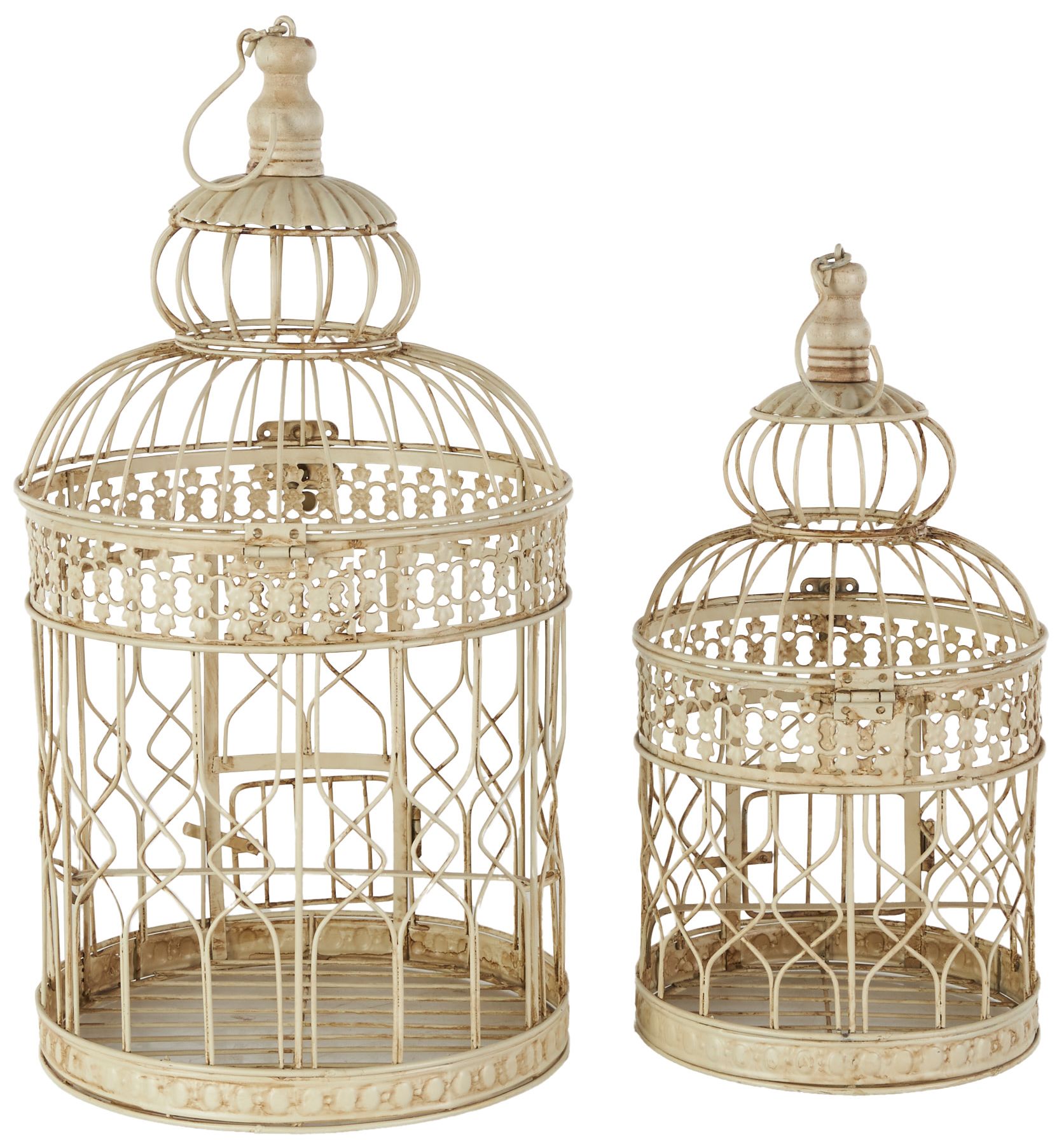 Image 5 Cream Metal Vintage Birdcage, S/2 22", 18"H more views