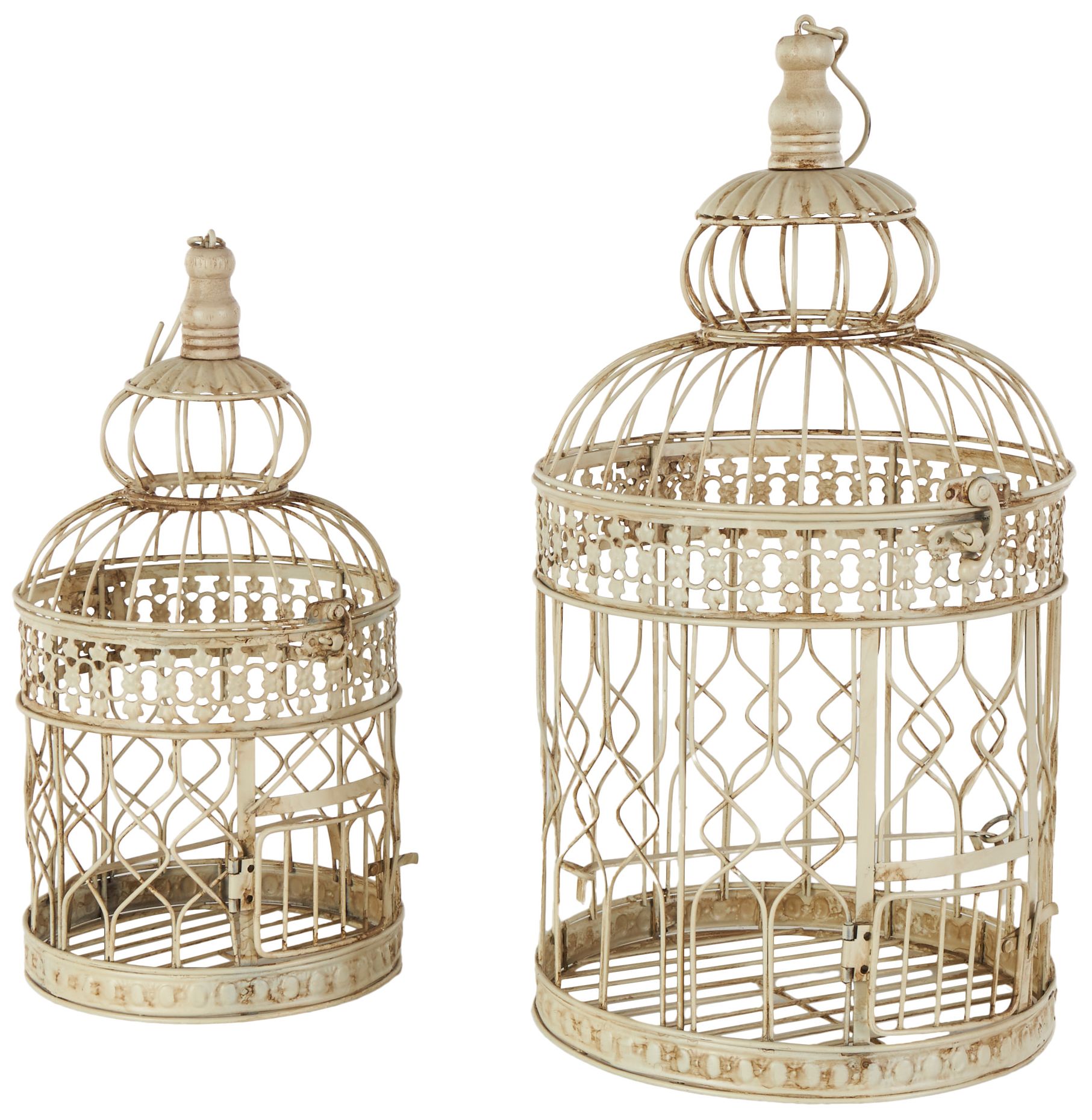 Image 6 Cream Metal Vintage Birdcage, S/2 22", 18"H more views