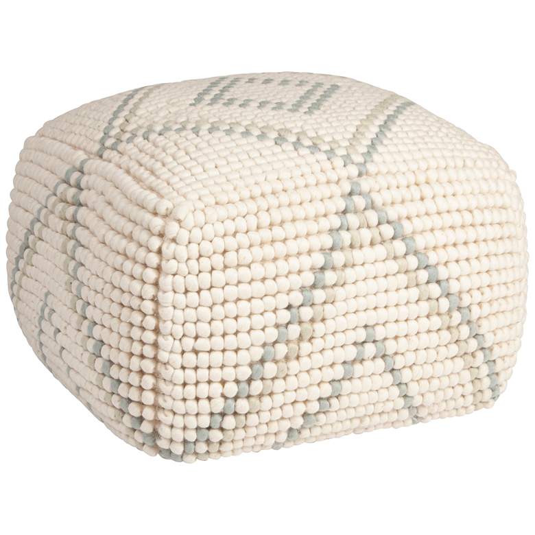 Image 1 Cream New Zealand Pouf with Blue & Green Accents