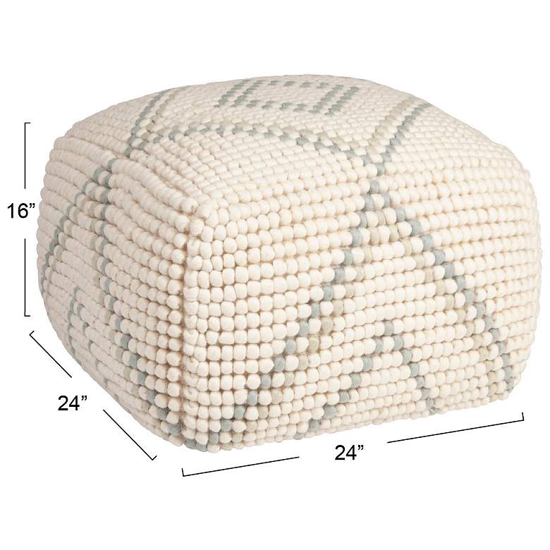 Image 2 Cream New Zealand Pouf with Blue & Green Accents more views